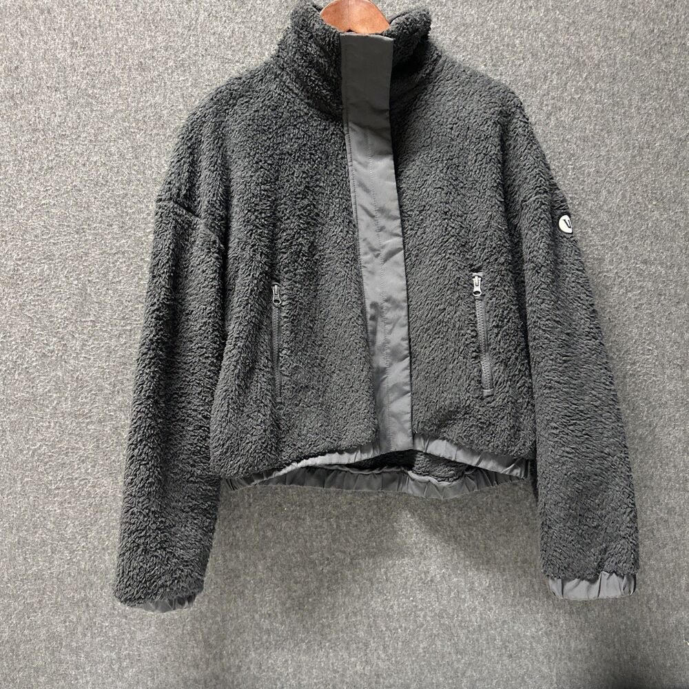 Vuori Cozy Sherpa Jacket Oversized Women’s Medium Charcoal Grey Fleece Full Zip